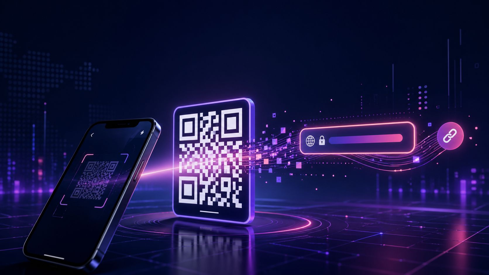 Smartphone scanning a QR Code generated from a URL